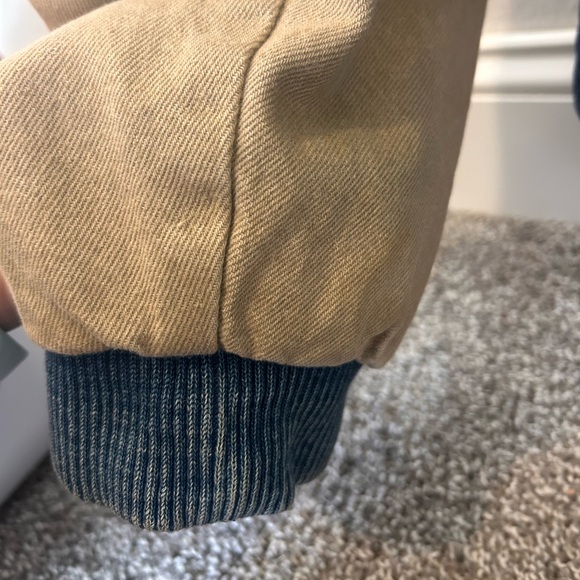 RARE Vintage Three Rivers Authentic Blue and Tan Jean Bomber Jacket Made in USA - Picture 6 of 8